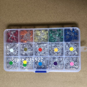 300pcs/box 15 kinds F5 5MM Round LED Kit Mixed Warm white Red Green Blue Pink Purple UV Orange Yellow light emitting diode Sets