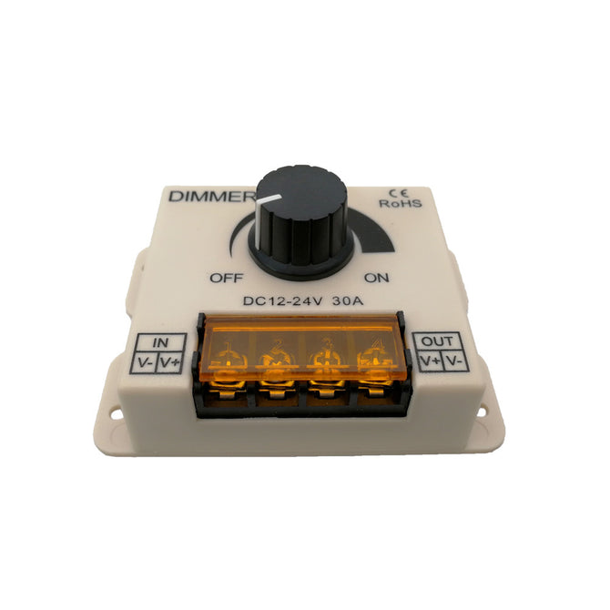30A LED Strip Dimmer 12V 24V 720W Max Big Power For Led Single On Off Switch Knob Control Electric Shock Cover Light Regulator