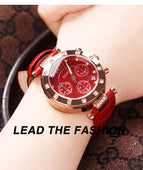 GUOU Watch Luxury Ladies Watch Fashion Quartz Watch Women Rhinestone Leather Casual Women's Watch Rose Gold relogio feminino