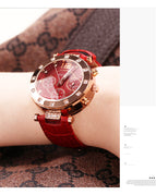 GUOU Watch Luxury Ladies Watch Fashion Quartz Watch Women Rhinestone Leather Casual Women's Watch Rose Gold relogio feminino