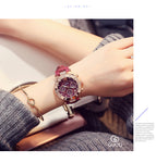 GUOU Watch Luxury Ladies Watch Fashion Quartz Watch Women Rhinestone Leather Casual Women's Watch Rose Gold relogio feminino