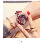 GUOU Watch Luxury Ladies Watch Fashion Quartz Watch Women Rhinestone Leather Casual Women's Watch Rose Gold relogio feminino