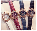 GUOU Watch Luxury Ladies Watch Fashion Quartz Watch Women Rhinestone Leather Casual Women's Watch Rose Gold relogio feminino