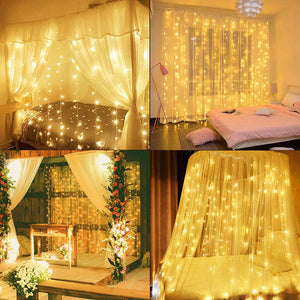 3M LED Curtain Lights USB Window Curtain Waterfall Fairy Light for Home Room Bedroom Christmas Party New Year Decoration Outdoor