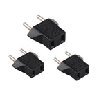 3pcs Black 6A US TO EU Adapter Plug USA to Euro Europe Wall Power Charge Outlet 2 Flat Pin to 2 Round Pin Socket Adapter RU/ES