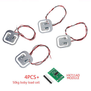 4 pcs 50kg Human Scale Load Cells & HX711 AD Module Kit Resistance Strain Weight Sensor Measurement Tools