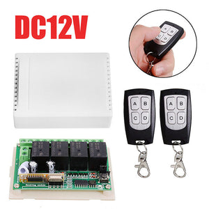 433Mhz Universal Radio Receiver Relay Remote Control Switch DC 12V 4CH Relay Receiver Module+RF Remote Controller Transmitters