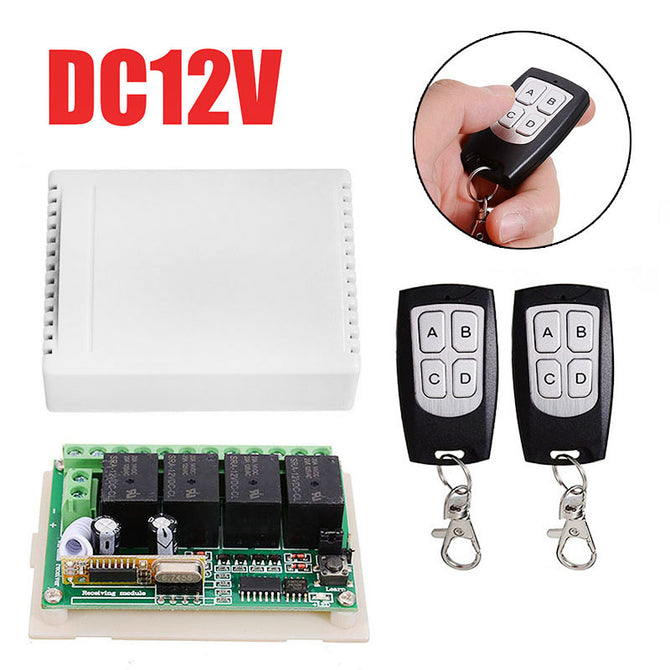 433Mhz Universal Radio Receiver Relay Remote Control Switch DC 12V 4CH Relay Receiver Module+RF Remote Controller Transmitters