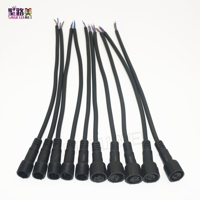 5/10/20/50 pairs Male to Female 2pin 3pin 4pin 5pin led Connector Waterproof IP68 BLACK Cable 20CM Pigtail for LED Strips Light