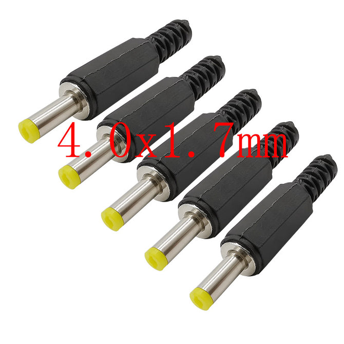5/10Pcs DC Power Male 4.0mm x 1.7mm Solder Connector Plug 4.0 x 1.7mm DC Power Male Plugs Jack Black Straight Solder Adapter