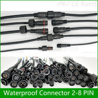 5 pairs Waterproof connector Current 2.4A/4A 5 pin / 6 pin / 7 pin / 8pin with wire cable IP67 female male plug 0.3/0.5 (mm2)