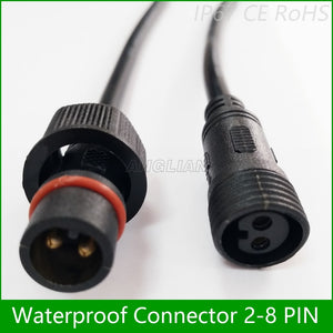 5 pairs Waterproof connector Current 2.4A/4A 5 pin / 6 pin / 7 pin / 8pin with wire cable IP67 female male plug 0.3/0.5 (mm2)