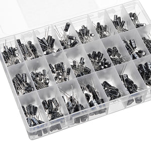 500Pcs/lot 0.1UF-1000UF 24 Values Aluminum 16-50V Mix Electrolytic Capacitor Assorted Kit And Storage Box