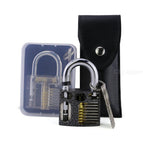 HakkaDeal Unlock 12Pcs Lock Tools + 2Pcs Practice Locks Locksmith Lock Pick - Black