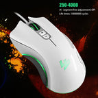 5D 4000 DPI 5V 100mA 4 Buttons LED USB Wired Optical Gaming Mouse White Orange