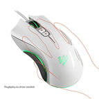 5D 4000 DPI 5V 100mA 4 Buttons LED USB Wired Optical Gaming Mouse White Orange