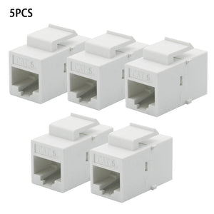 5Pcs/ Lot CAT6 RJ45 for Keystone Jack Female Coupler Insert Snap-in Connector Socket Adapter Port Wall Plate Outlet Panel White