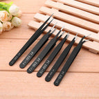 6Pcs Anti-static Tweezers Tool Set Stainless Steel Soldering Tweezers for Soldering Station Manicure Tool with Bag Hand Tool