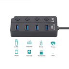 7/4 Ports USB 3.0 Hub High Speed Splitter On/Off Switch Charger Dock Station