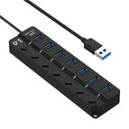 7/4 Ports USB 3.0 Hub High Speed Splitter On/Off Switch Charger Dock Station