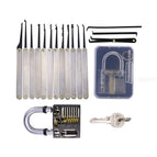 HakkaDeal Unlock 12Pcs Lock Tools + 2Pcs Practice Locks Locksmith Lock Pick - Black