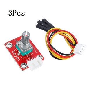 3Pcs Keyes Brick Adjustable Potentiometer Module (Pad hole) with Anti-reverse Plug White Terminal Analog Signal wholesale bulk price