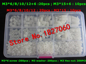 780pcs M2 M2.5 M3 Nylon M-F Hex Standoff Spacers /Screw /Nut / Washer Assortment Kits with Plastic Box Set