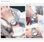 GUOU Watch Fashion Exquisite Quartz Women Watches Top Luxury Band Silver Steel Bracelet Watch Women reloj mujer relogio feminino