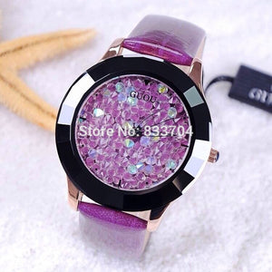 9 Colors New Arrival GUOU Hongkong Brand Women Rhinestone Watches Austrian Crystal Ceramic Leather Band Women Dress Watch