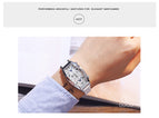 GUOU Watch Men Fashion Unique Double Movement Double Dial Watches Luxury Leather Men Watch relogio masculino relojes para hombre
