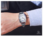 GUOU Watch Men Fashion Unique Double Movement Double Dial Watches Luxury Leather Men Watch relogio masculino relojes para hombre