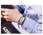 GUOU Watch Men Fashion Unique Double Movement Double Dial Watches Luxury Leather Men Watch relogio masculino relojes para hombre