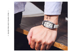 GUOU Watch Men Fashion Unique Double Movement Double Dial Watches Luxury Leather Men Watch relogio masculino relojes para hombre
