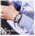 GUOU Watch Men Fashion Unique Double Movement Double Dial Watches Luxury Leather Men Watch relogio masculino relojes para hombre