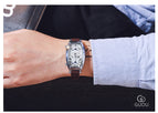 GUOU Watch Men Fashion Unique Double Movement Double Dial Watches Luxury Leather Men Watch relogio masculino relojes para hombre