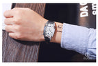 GUOU Watch Men Fashion Unique Double Movement Double Dial Watches Luxury Leather Men Watch relogio masculino relojes para hombre