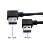 CY U3-182-0.5M USB 3.0 Type A Male 90 Degree Left Angled to Right Angled Extension Cable - Black wholesale bulk price