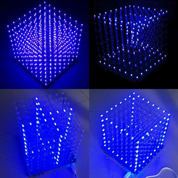 Geekcreit® 8x8x8 LED Cube 3D Light Square Blue LED Flash Electronic DIY Kit wholesale bulk price