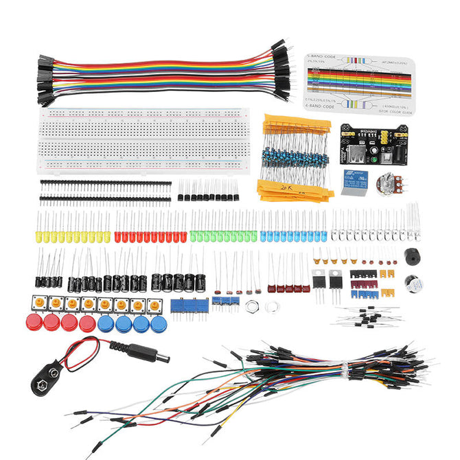 Electronic Components Junior Kit With Resistor Breadboard Power Supply Module For With Plastic Box Package wholesale bulk price