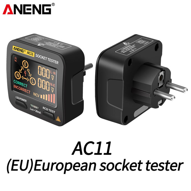 ANENG AC11 Digital Smart Socket Tester Voltage Test Socket Detector US/UK/EU/AU Plug Ground Zero Line Phase Check Rcd NCV test