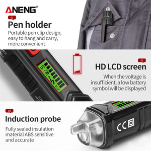 ANENG VC1010+ Smart Digital Voltage Detector Intelligent Non-Contact Voltmeter Alarm AC Test Pen Sensor Tester for Electric Tool