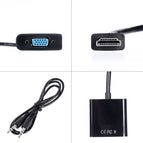 Antoksky HDMI to VGA Adapter Male To Famale Converter Adapter 1080P Digital to Analog Video Audio For PC Laptop Tablet
