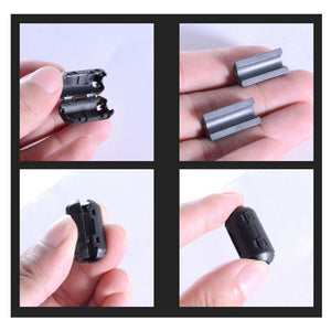 Besegad 10pcs Clip on Design Ferrite Beads Ferrite Ring Core RFI EMI Noise Suppressor Filter Cable Clip for HDMI USB Cable 9mm