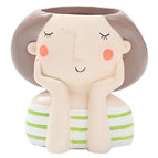 Bloem Planten Opslag Container Bloem Planter Bloempot Creëren Ontwerp Menselijk Gezicht Vaas Decor Schattige Pop Hars Bloempot wholesale bulk price