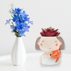 Bloem Planten Opslag Container Bloem Planter Bloempot Creëren Ontwerp Menselijk Gezicht Vaas Decor Schattige Pop Hars Bloempot wholesale bulk price