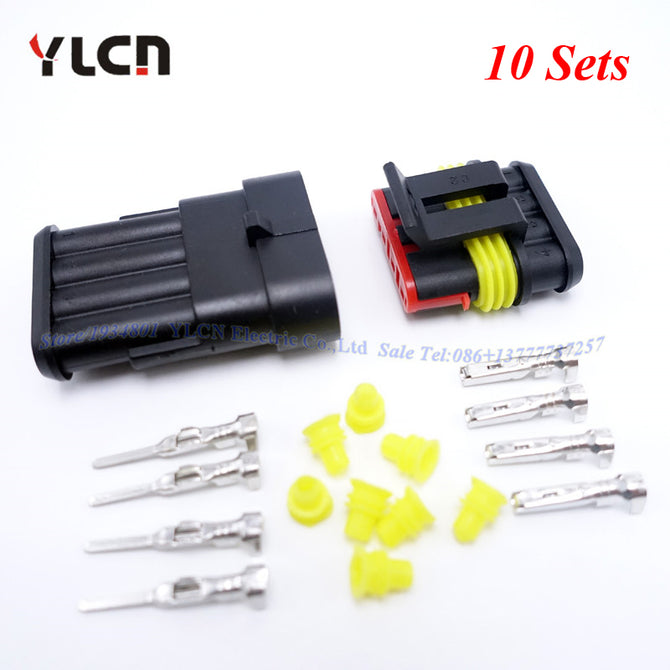 Brand 10 Sets New Car 4 Pin Way Waterproof Electrical Wire Connector Plug Factory direct Sale wholesale bulk price