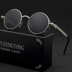 Classic Gothic Steampunk Sunglasses Polarized Men Women Brand Designer Vintage Round Metal Frame Sun Glasses High Quality UV400