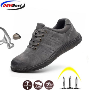 DEWBEST Genuine Leather Safety Work Boots Crazy Fashion Leather Martin Boots Men Fashion Desert Boots Popular High Top Leather
