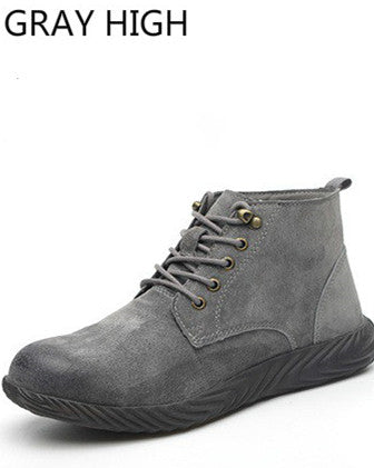 DEWBEST Genuine Leather Safety Work Boots Crazy Fashion Leather Martin Boots Men Fashion Desert Boots Popular High Top Leather