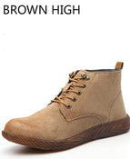 DEWBEST Genuine Leather Safety Work Boots Crazy Fashion Leather Martin Boots Men Fashion Desert Boots Popular High Top Leather